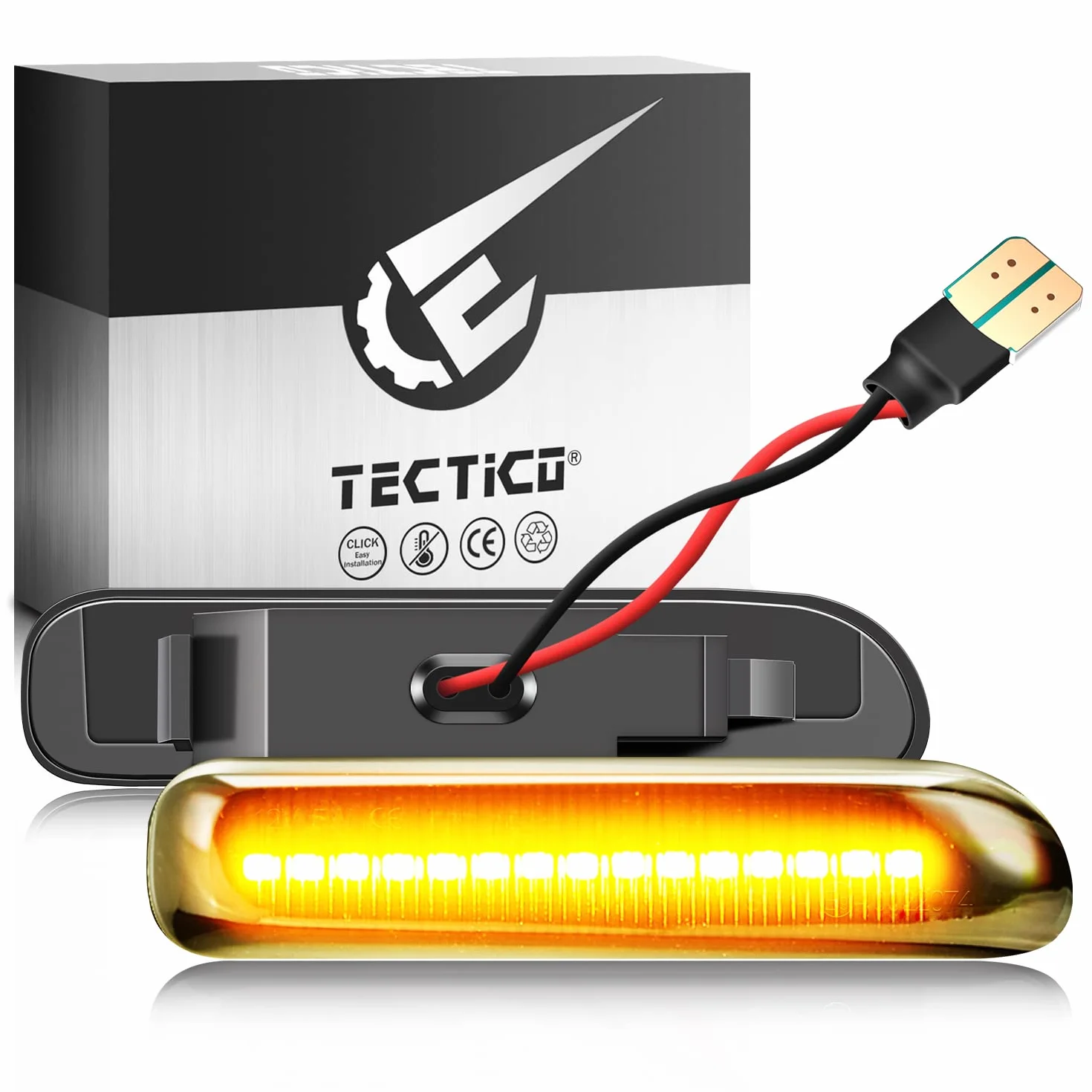 TECTICO LED Dynamiczny kierunkowskaz boczny Żółty Super jasny Canbus CE E9 Sekwencyjne światła powtarzające Kompatybilny z BMW E46 Limo Touring Coupe Compact Cabriolet, 2 Lampy