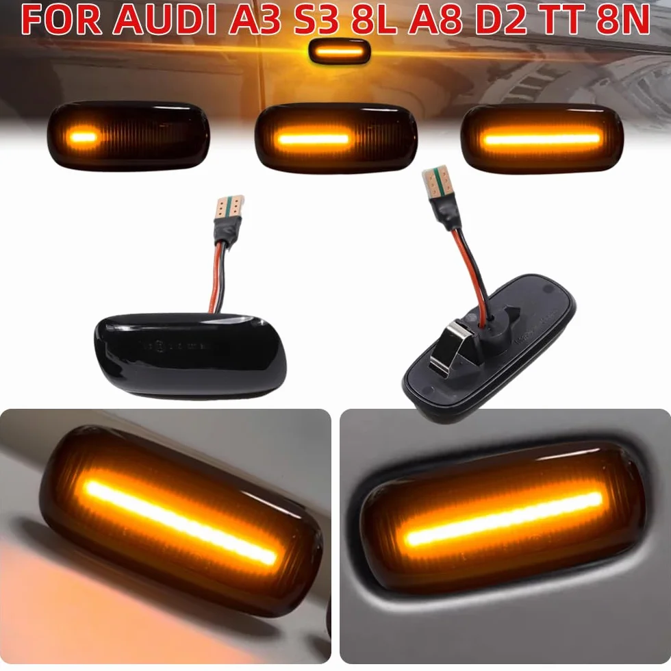 Dynamiczny kierunkowskaz boczny LED do Audi A3 S3 8L 2000-2003 A8 D2 1999-2002 TT 8N 2000-2006 (przydymiony czarny)