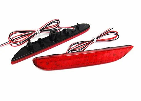 2x czerwone soczewki tylnego zderzaka reflektor LED przeciwmgielne tylne światło stop hamowania DRL do 2014-2021 Qashqai Pathfinder X-Trail Leaf Q50 Q30 QX30 QX80