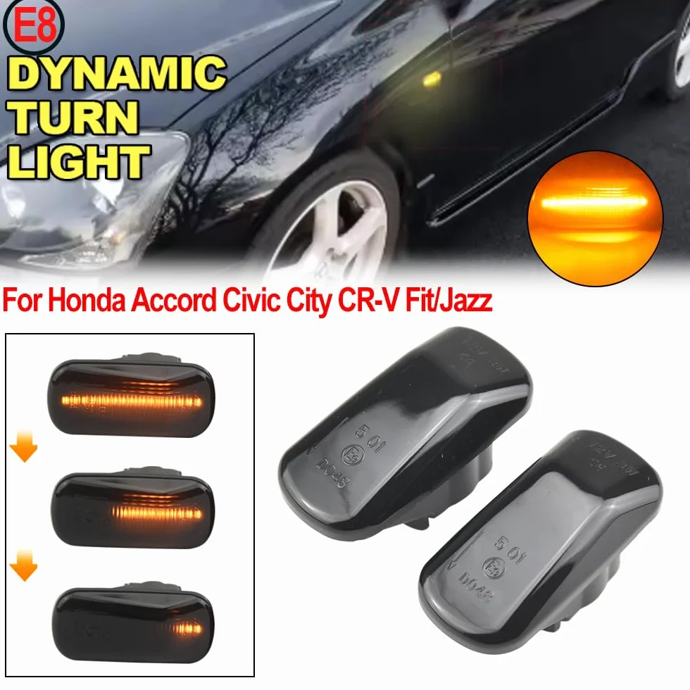 2 sztuk Led dynamiczny kierunkowskaz boczny światło kierunkowskazu Kompatybilny z Hon-da Stream S2000 CR-V HR-V Ci-vic City Fit Ja-zz Acc-ord Rep-eater światło sygnalizacyjne