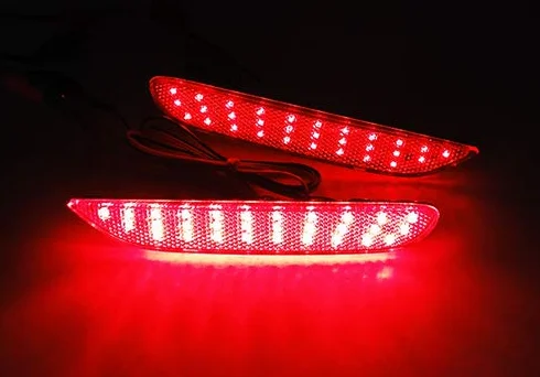 2x czerwone soczewki tylnego zderzaka reflektor LED przeciwmgielne tylne światło stop hamowania DRL do 2014-2021 Qashqai Pathfinder X-Trail Leaf Q50 Q30 QX30 QX80