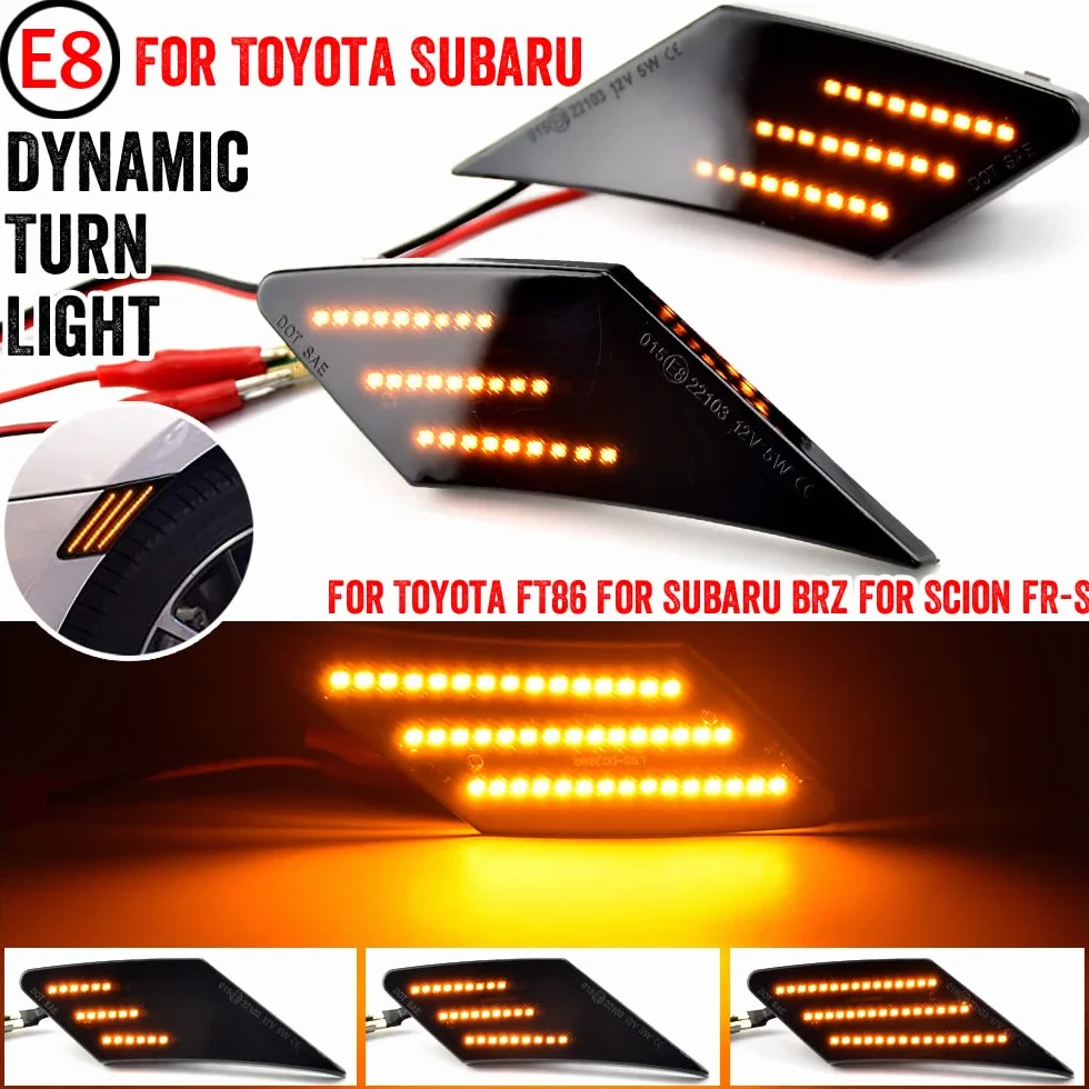 2szt Dynamiczny sekwencyjny LED Boczne światło obrysowe błotnika Wskaźnik kompatybilny z Su-baru B-RZ Scion FR-S To-yota 86 2013-2020