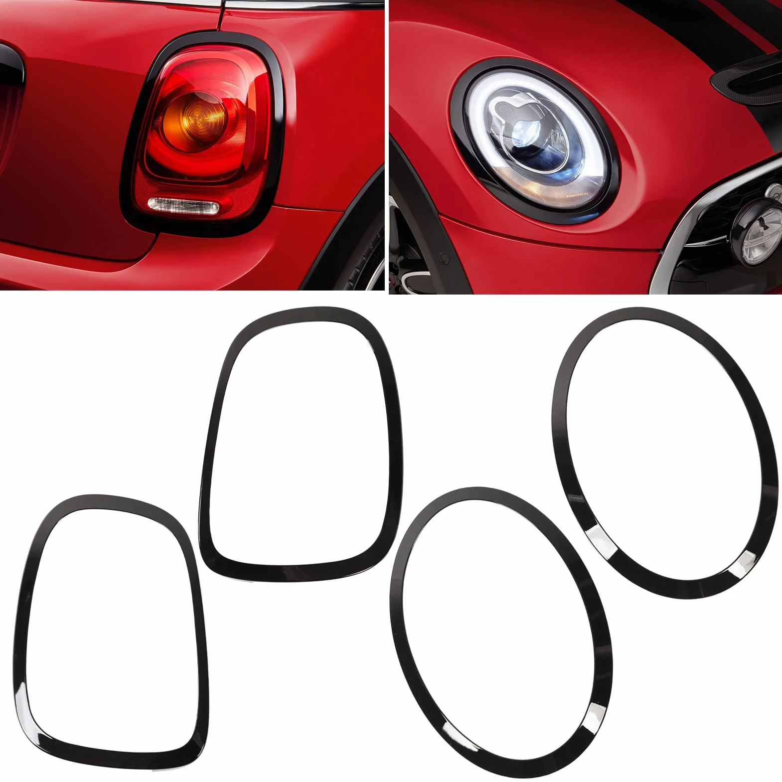 Błyszcząca Czarna Ramka Reflektora, Ramka Tylnego światła, Rama Tylnego światła do F55 F56 F57 Mini S JCW 2014-2022 z Wytrzymałego Materiału ABS PP