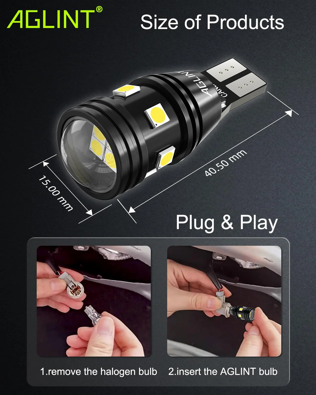 Żarówki LED W16W, bez błędów Canbus, bardzo jasne 3030 10SMD T15 921 912 955 do świateł cofania tylnych tylnych świateł postojowych 12 V 24 V 6500 K Xenon biały zestaw 2 szt