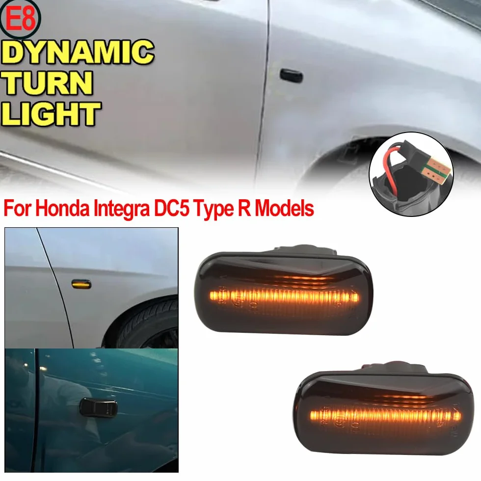 2 sztuk Led dynamiczny kierunkowskaz boczny światło kierunkowskazu Kompatybilny z Hon-da Stream S2000 CR-V HR-V Ci-vic City Fit Ja-zz Acc-ord Rep-eater światło sygnalizacyjne