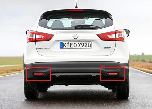 2x czerwone soczewki tylnego zderzaka reflektor LED przeciwmgielne tylne światło stop hamowania DRL do 2014-2021 Qashqai Pathfinder X-Trail Leaf Q50 Q30 QX30 QX80