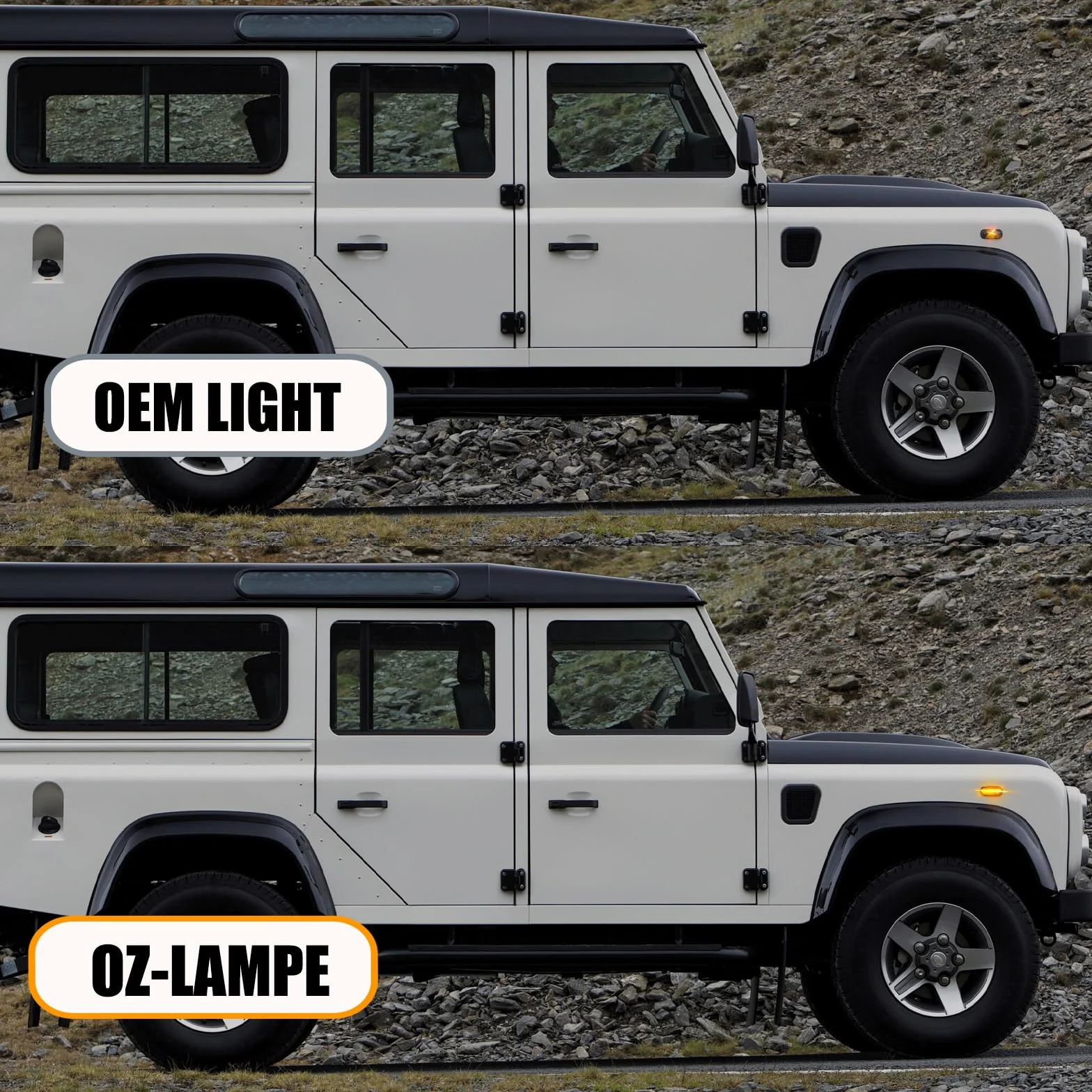 kierunkowskaz, dynamiczny wskaźnik boczny płynący boczny znacznik wzmacniacz dymu kompatybilny z Lan-d Rove-r Discovery 2 Defender Freelander 1