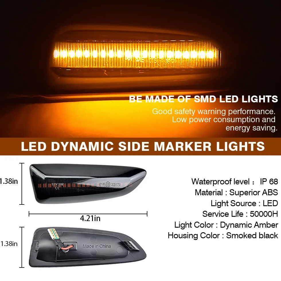 LED dynamiczny włączony kierunkowskaz boczny błotnik lampa obrysowa Kompatybilny z O-pel Vau-xhall As-tra J K Cros-sland X Gran-dland C (Czarny(Zaktualizowana wersja))