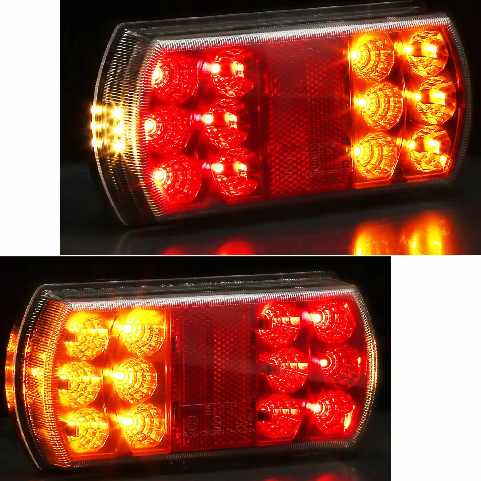 2 szt. 12/24 V LED tylne światła do przyczepy, 4 funkcje + reflektor, światła przyczepy 12 V, tylne światła LED, lampki kontrolne tablicy rejestracyjnej, wodoodporne, zanurzalne do kampera