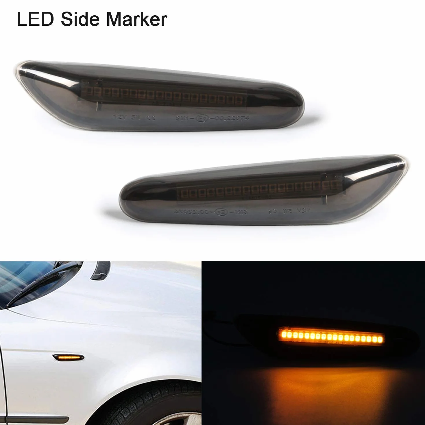 OZ-LAMPA LED kierunkowskazy boczne dla BMW E90 E91 E92 E93 E60 E61 E81 E82 E87 E88 E84 E83 E53 E46 E36, bursztyn 18 SMD kierunkowskazy boczne LED, dynamiczny kierunkowskaz boczny
