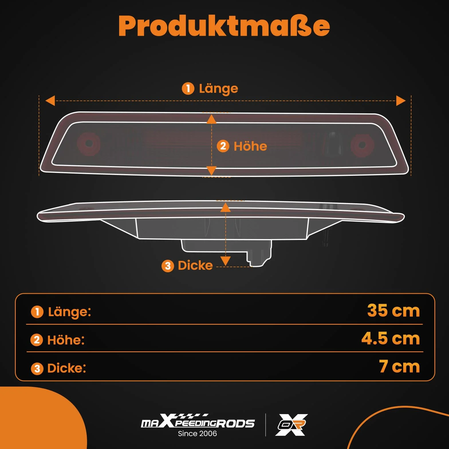 maXpeedingrods Trzecia 3. Światło hamowania światło hamowania do A3 S3 RS3 Sportback 2004-2012 LED światło hamowania środek 3. światło hamowania 8P4945097 8P4945097C