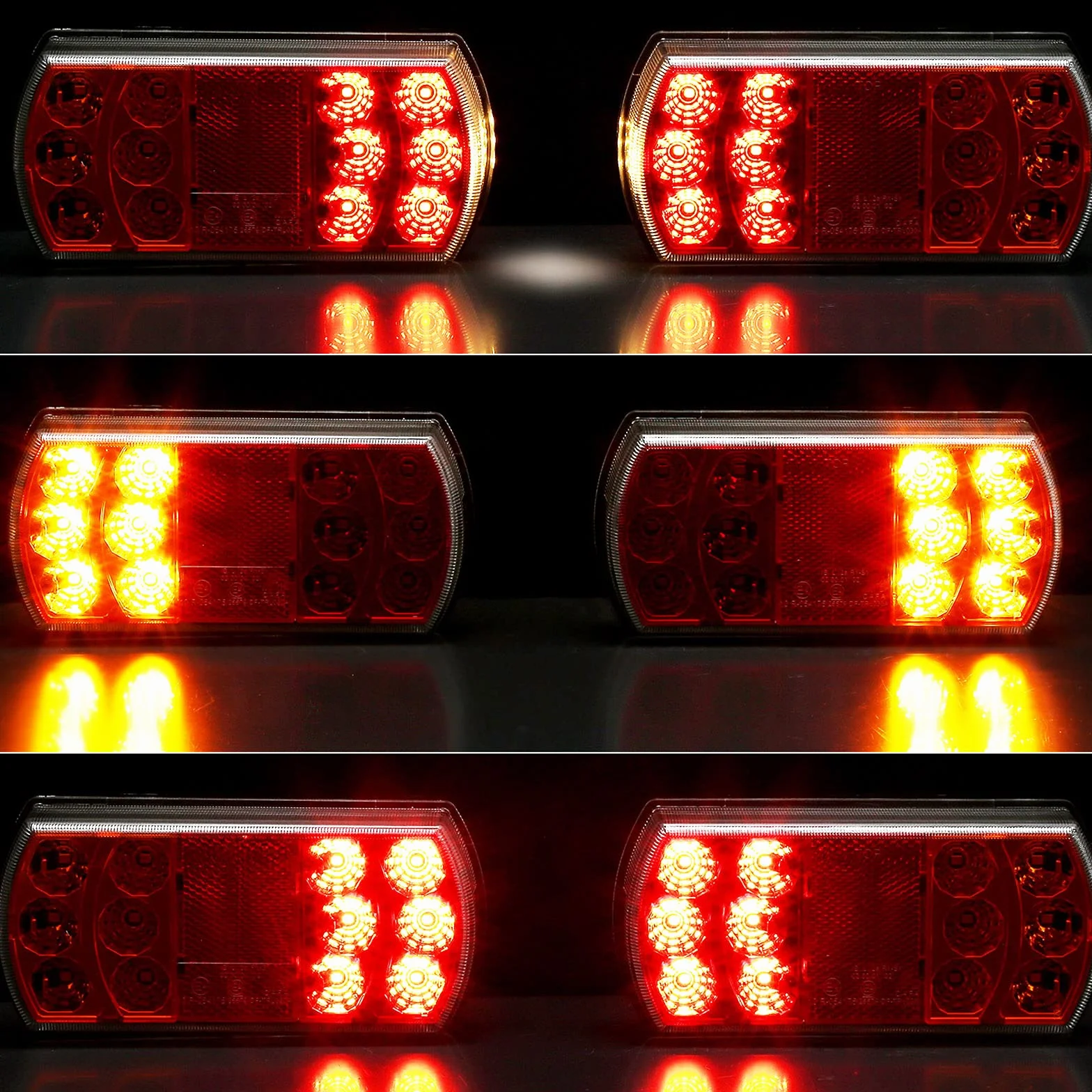 2 szt. 12/24 V LED tylne światła do przyczepy, 4 funkcje + reflektor, światła przyczepy 12 V, tylne światła LED, lampki kontrolne tablicy rejestracyjnej, wodoodporne, zanurzalne do kampera