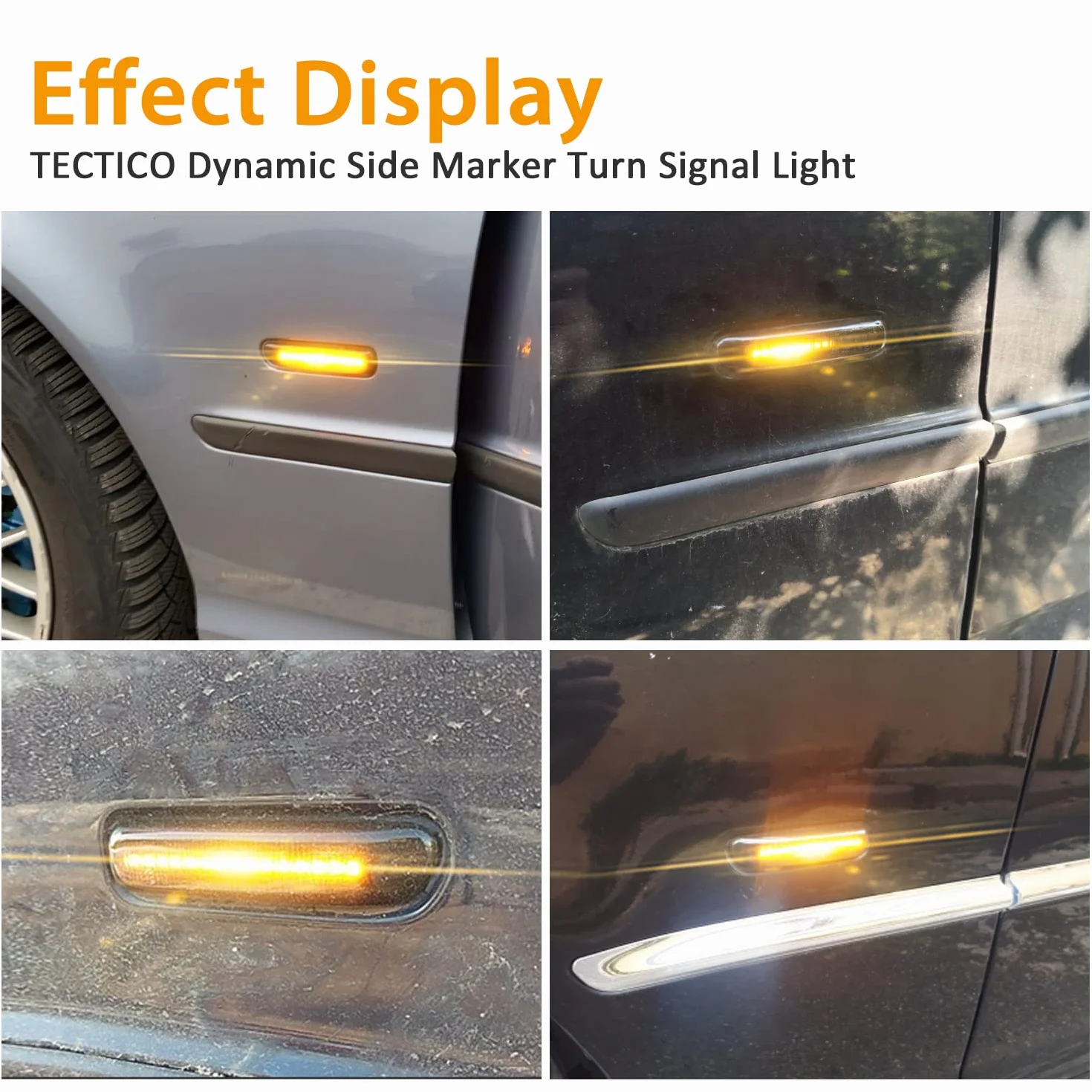 TECTICO LED Dynamiczny kierunkowskaz boczny Żółty Super jasny Canbus CE E9 Sekwencyjne światła powtarzające Kompatybilny z BMW E46 Limo Touring Coupe Compact Cabriolet, 2 Lampy