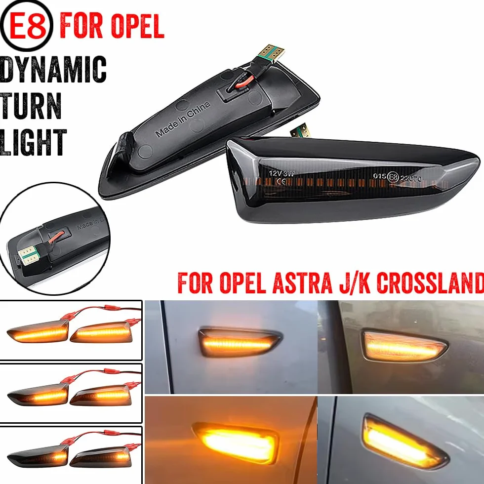 LED dynamiczny włączony kierunkowskaz boczny błotnik lampa obrysowa Kompatybilny z O-pel Vau-xhall As-tra J K Cros-sland X Gran-dland C (Czarny(Zaktualizowana wersja))