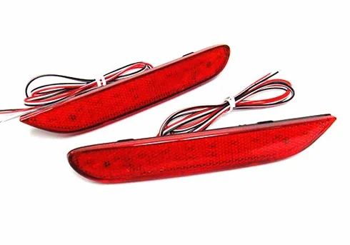 2x czerwone soczewki tylnego zderzaka reflektor LED przeciwmgielne tylne światło stop hamowania DRL do 2014-2021 Qashqai Pathfinder X-Trail Leaf Q50 Q30 QX30 QX80