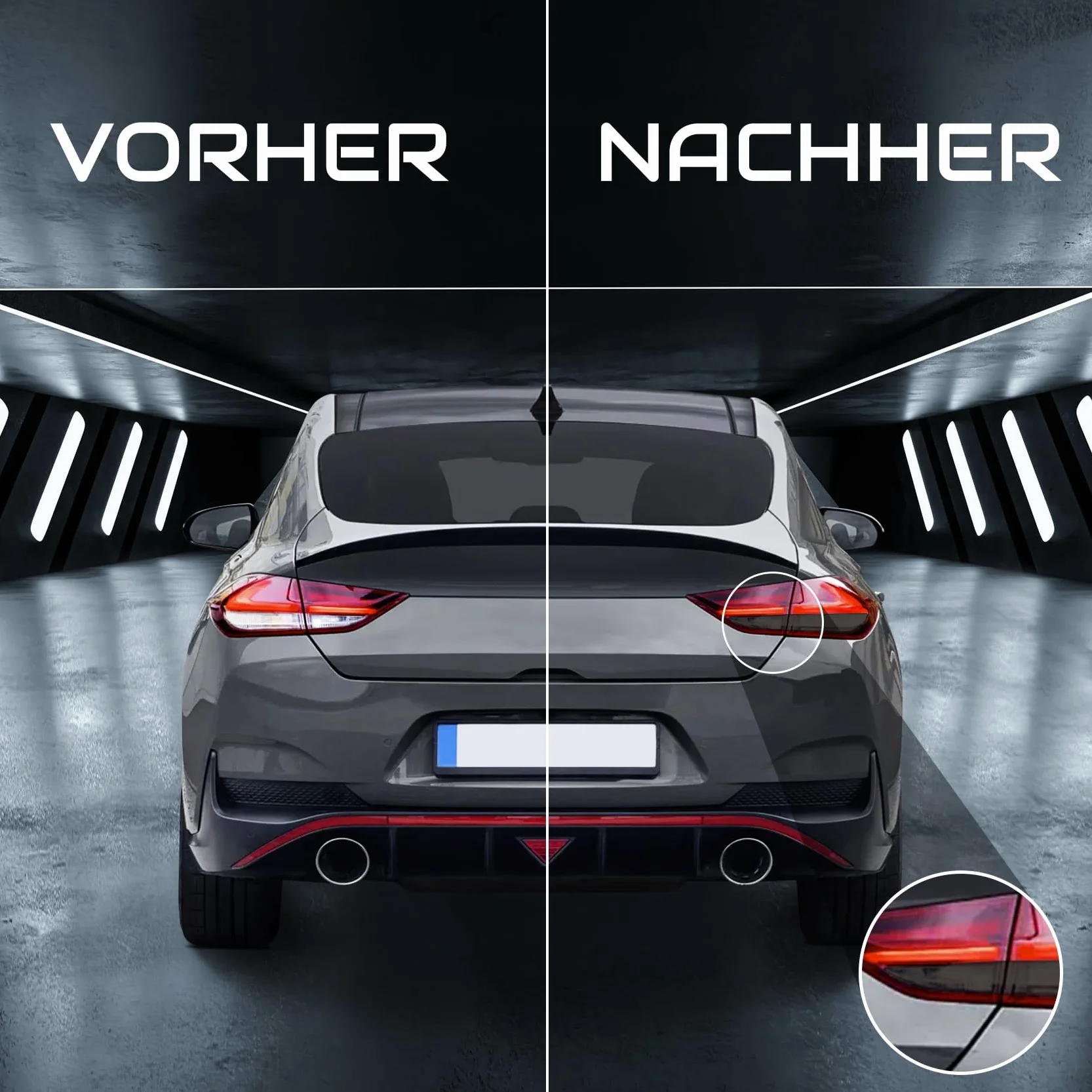 Zestaw folii na światła tylne, naklejki, folia przyciemniająca, docięta na wymiar, Auto Rücklichter (ciemnoszary (Dark Grey), (C045) Fastback)