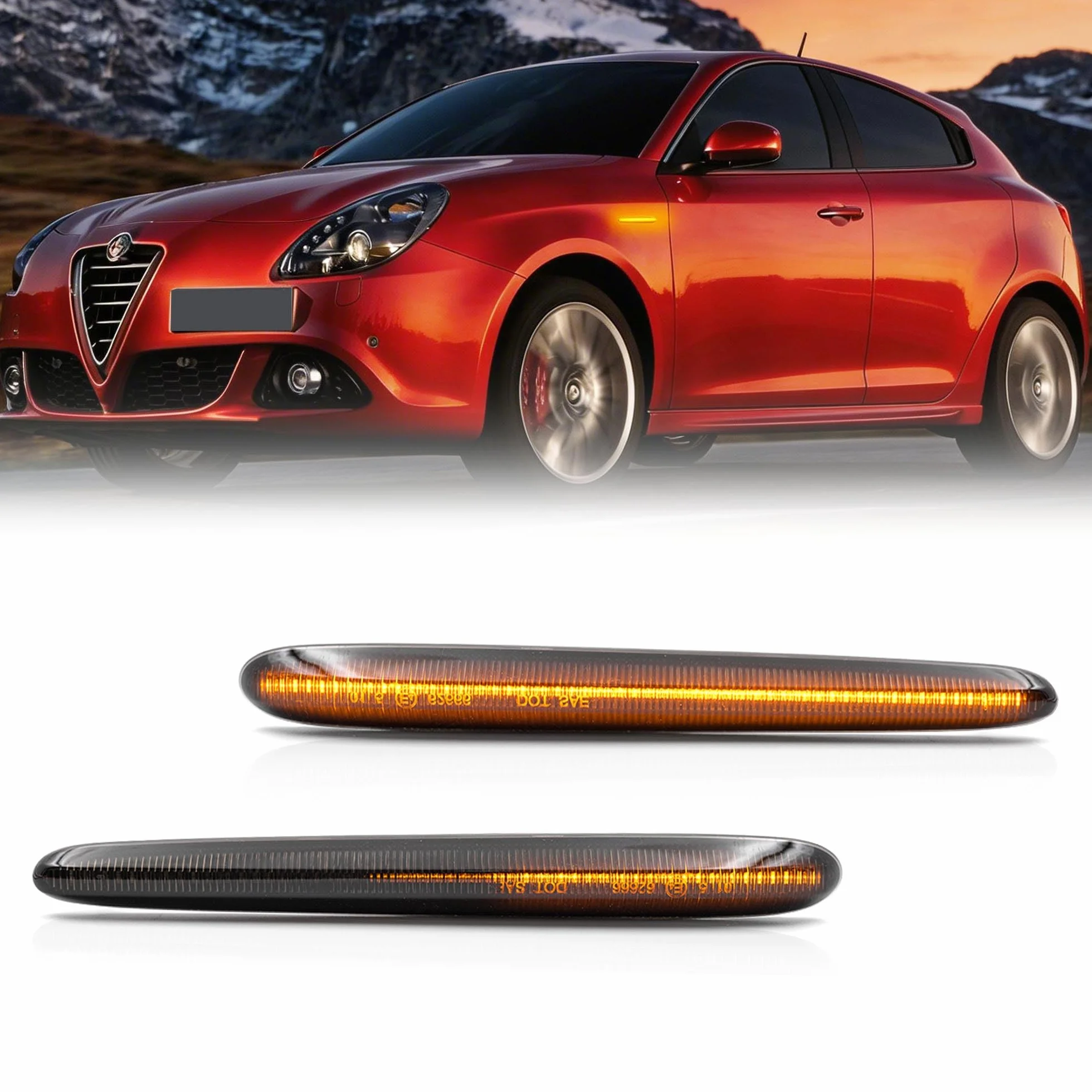 Dynamiczne światła kierunkowskazów Led na lata 2010-2020 A.lfa R.omeo Giulietta Hatchback typ 940 sekwencyjny boczny znacznik kierunkowskaz lampa repeater przydymiona soczewka