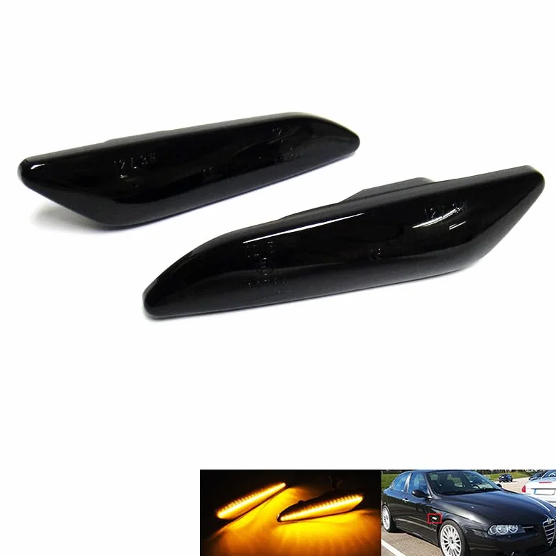 2 x czarne dymione soczewki kierunkowskazy bursztynowe LED marker wzmacniacz światła do 2005-10 AR 147 937 1997-06 AR 156 932 Delta 844 Tipo 356 Ypsilon 846
