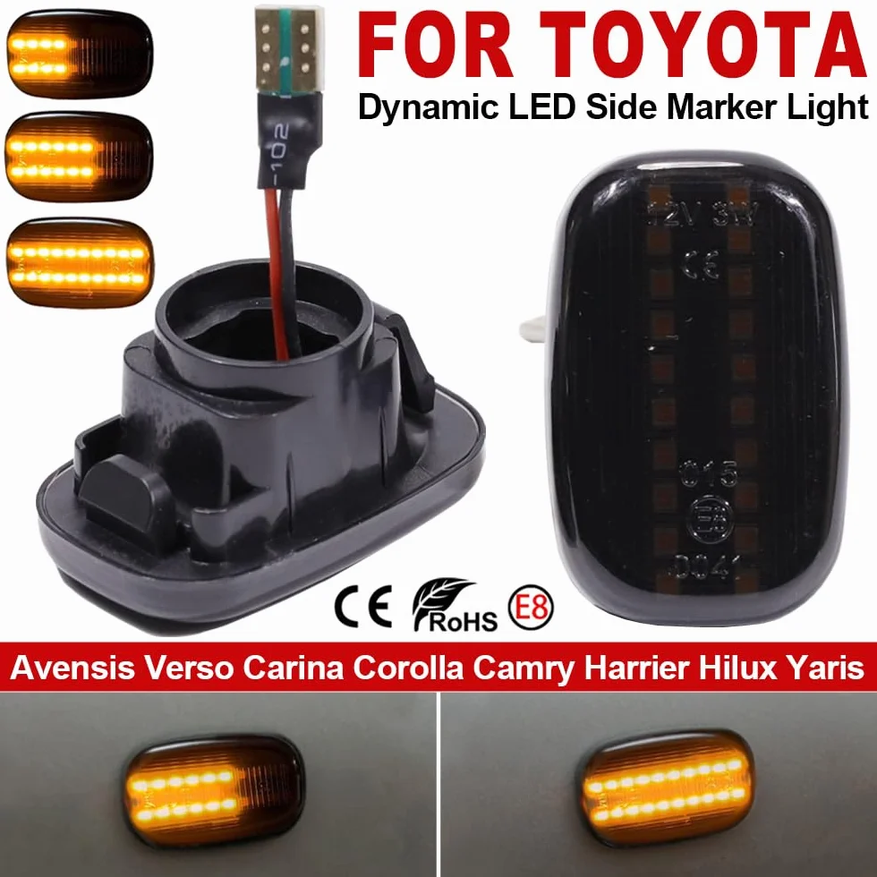 Światła LED kierunkowskazy do T-oyota Corolla RAV4 Prius Yaris Camry Vios Hilux Allex Avensis Celica Supra Mk4 dynamiczny znacznik boczny (czarny)