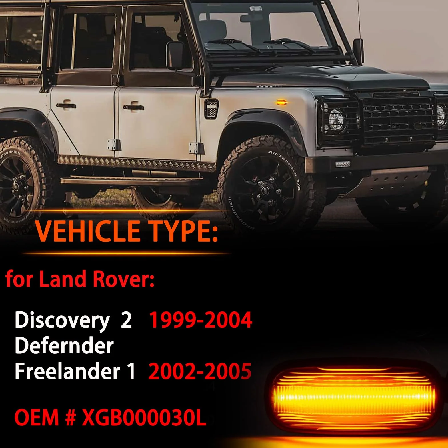 kierunkowskaz, dynamiczny wskaźnik boczny płynący boczny znacznik wzmacniacz dymu kompatybilny z Lan-d Rove-r Discovery 2 Defender Freelander 1