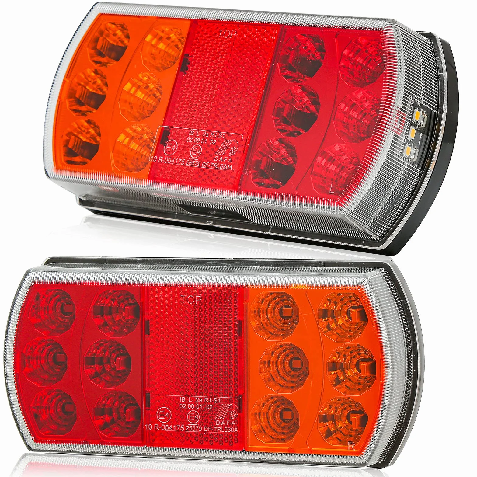 2 szt. 12/24 V LED tylne światła do przyczepy, 4 funkcje + reflektor, światła przyczepy 12 V, tylne światła LED, lampki kontrolne tablicy rejestracyjnej, wodoodporne, zanurzalne do kampera