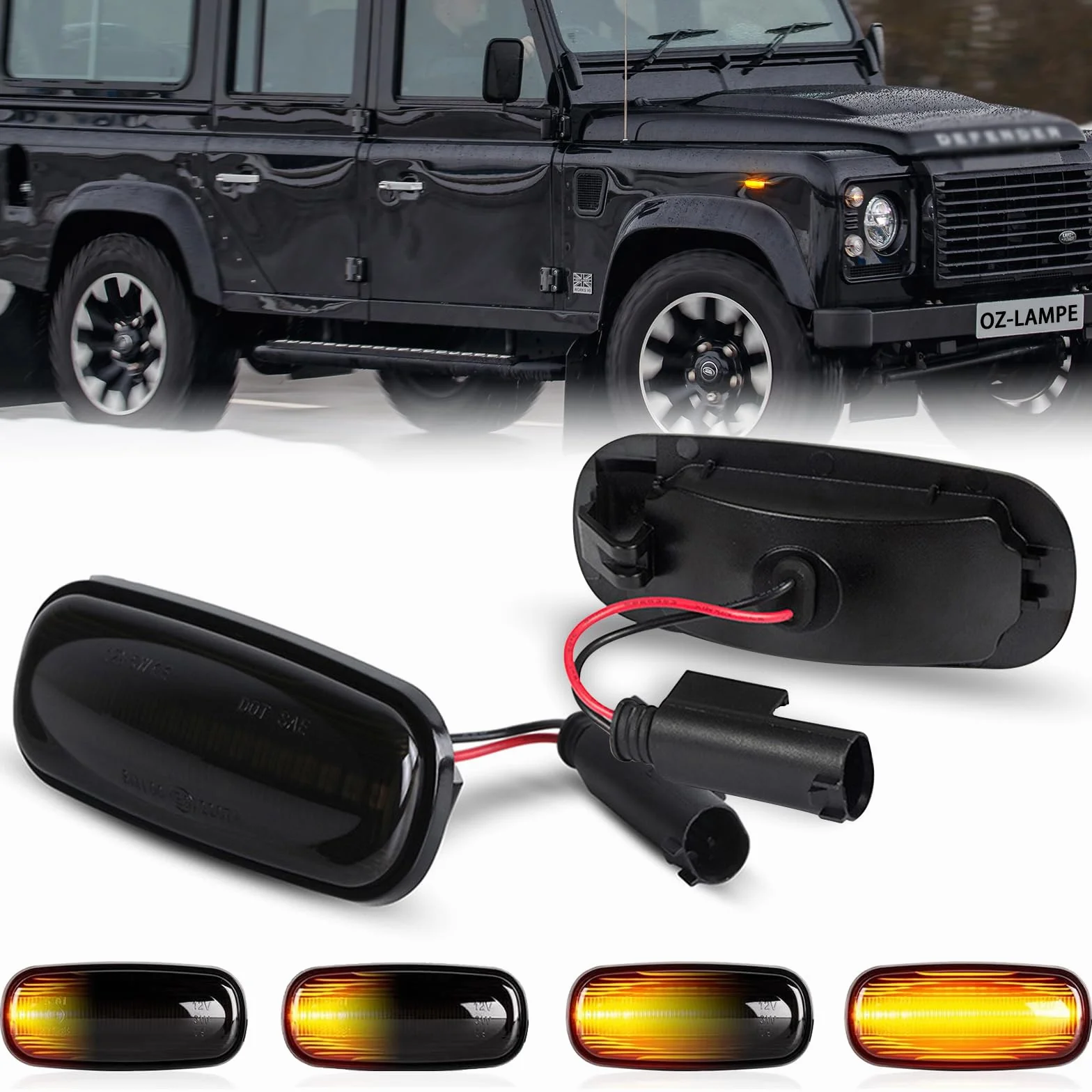 kierunkowskaz, dynamiczny wskaźnik boczny płynący boczny znacznik wzmacniacz dymu kompatybilny z Lan-d Rove-r Discovery 2 Defender Freelander 1