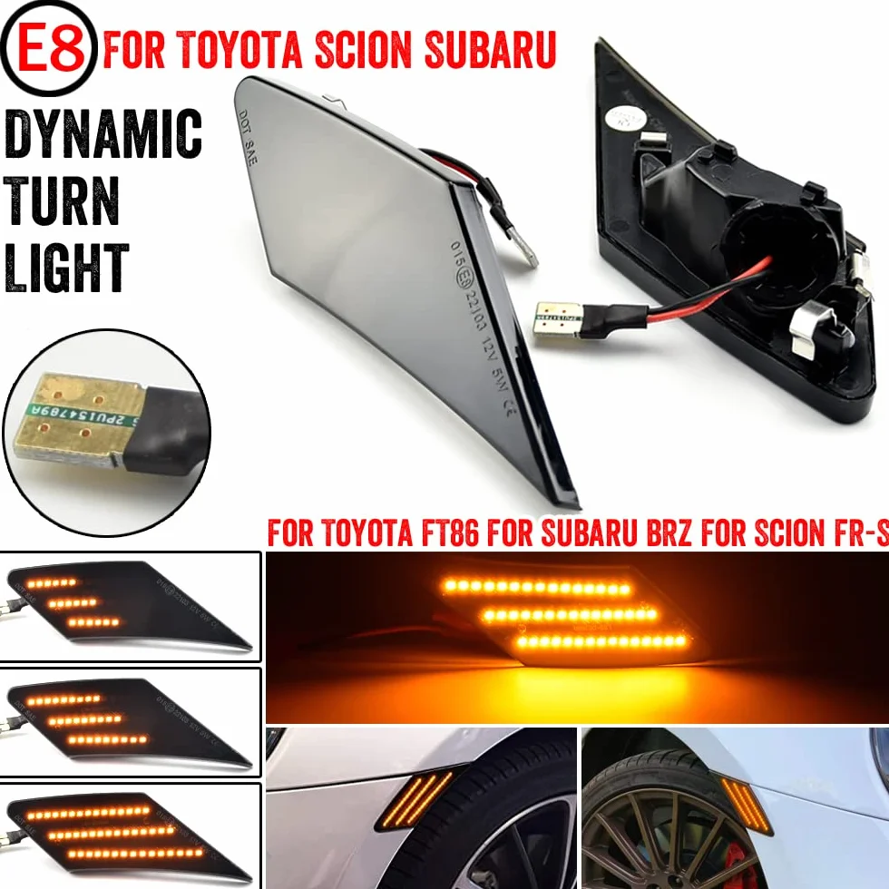2szt Dynamiczny sekwencyjny LED Boczne światło obrysowe błotnika Wskaźnik kompatybilny z Su-baru B-RZ Scion FR-S To-yota 86 2013-2020