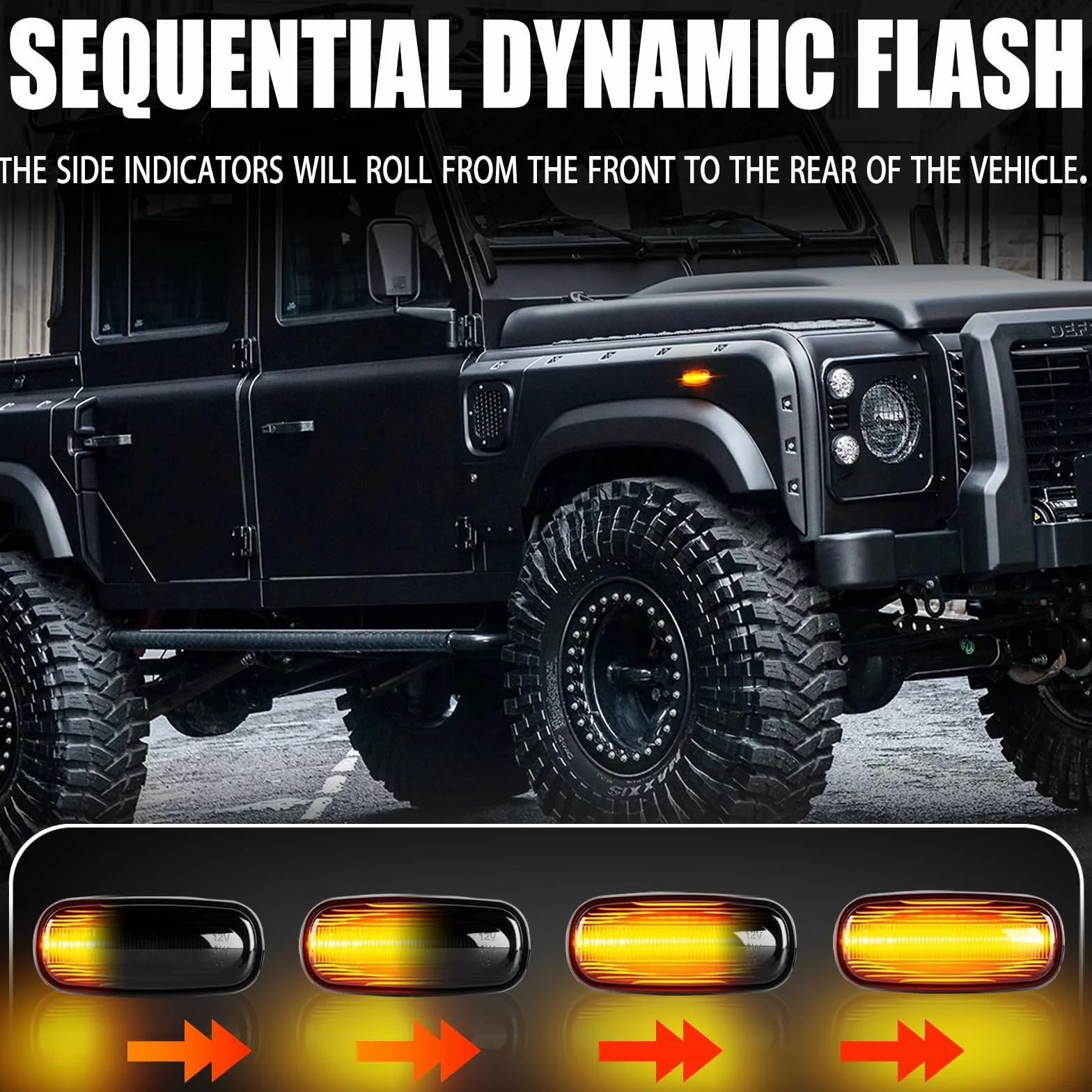 kierunkowskaz, dynamiczny wskaźnik boczny płynący boczny znacznik wzmacniacz dymu kompatybilny z Lan-d Rove-r Discovery 2 Defender Freelander 1